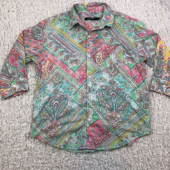 Lauren Ralph Lauren Tops - Lauren Ralph Lauren Paisley Button Up Down Shirt